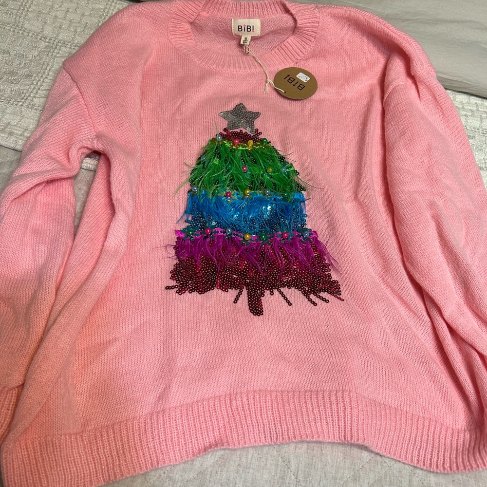 Bibi Christmas sweater with fringe! Oversized Medium